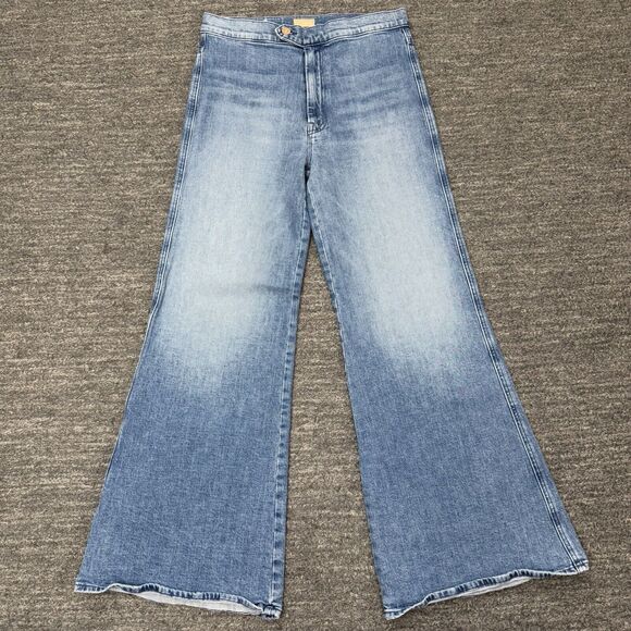 Mother Denim The Tab Roller Skimp Jeans Women 30 Blue Wide Leg From Out Of Town - Picture 1 of 12